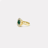 3.2ct Emerald Cut Emerald Diamond Heirloom Bezel Ring