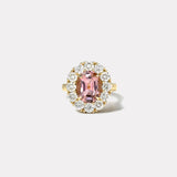 3.4ct Oval Pink Tourmaline Diamond Heirloom Bezel Ring