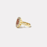 3.4ct Oval Pink Tourmaline Diamond Heirloom Bezel Ring