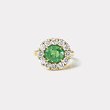 3.59ct Oval Tsavorite Diamond Heirloom Bezel Ring