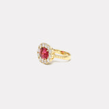 3.62ct Oval Rubellite Diamond Heirloom Bezel Ring