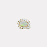4.01ct Oval Cabochon Australian Opal Diamond Heirloom Bezel Ring