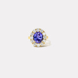 5.45ct Oval Tanzanite Diamond Heirloom Bezel Ring