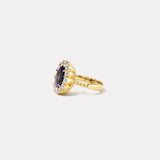 5.45ct Oval Tanzanite Diamond Heirloom Bezel Ring