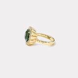 5.67ct Green Tourmaline and Diamond Heirloom Bezel Ring