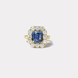 5ct Blue Sapphire and Diamond Heirloom Bezel Ring