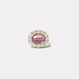 6.59ct oval Cabochon Pink Tourmaline Diamond Heirloom Bezel Ring