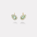 4.92ct Pear Mint Tourmaline Diamond Heirloom Bezel Earrings