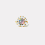 1.38ct Pear Cabochon Opal Diamond Heirloom Bezel Ring