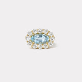 2.8ct E/W Aquamarine and Diamond Heirloom Bezel Ring