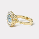 2.8ct E/W Aquamarine and Diamond Heirloom Bezel Ring