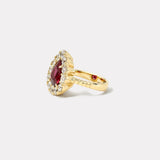3.49ct Pear Rubellite Diamond Heirloom Bezel Ring