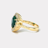 4.08ct Heart Emerald Diamond Heirloom Bezel Ring