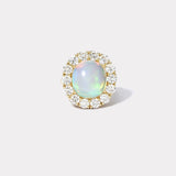 5.18ct Opal Cabochon Diamond Heirloom Bezel Ring