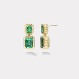8.31ct Emerald Double Stone Heirloom Bezel Earrings