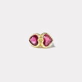 Heart Rubellite Double Stone Heirloom Bezel Ring