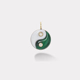 Double Stone Yin Yang Charm - White Chalcedony and Malachite