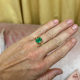 2.94ct Emerald Cut Emerald Heirloom Bezel Ring