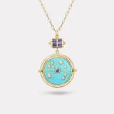Grandfather Compass Pendant with Turquoise and Tanzanite