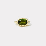 4.71ct Oval Green Tourmaline Heirloom Bezel Ring