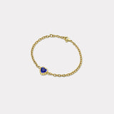 1.52ct Heart Blue Sapphire Heirloom Bezel Bracelet