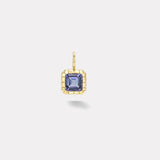 2.40ct Emerald Cut Tanzanite Heirloom Bezel Charm