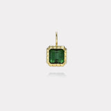 3.34ct Emerald Cut Green Tourmaline Heirloom Bezel Charm