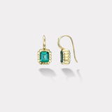 1.99ct Emerald Cut Emerald Heirloom Bezel Earrings