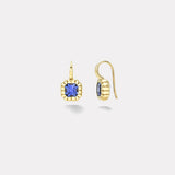 2.08ct Asscher Blue Sapphire Heirloom Bezel Earrings