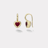 2.14ct Heart Rubies Heirloom Bezel Earrings