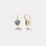 2.87ct Heart Blue Sapphire Heirloom Bezel Earrings