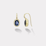 4.73ct Oval Blue Sapphire Heirloom Bezel Earrings