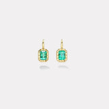 1.96ct Emerald Cut Emerald Heirloom Bezel Earrings