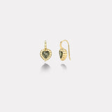 2.26ct Heart Green Sapphires Heirloom Bezel Earrings