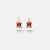 4.54ct Asscher Rhodolite Garnet Heirloom Bezel Earrings