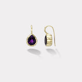 6.36ct Pear Shaped Amethyst Heirloom Bezel Earrings