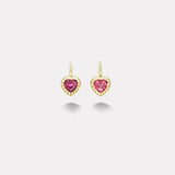 2.38ct Heart Padparadscha Sapphires Heirloom Bezel Earrings