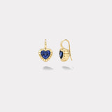 3.07ct Heart Blue Sapphires Heirloom Bezel Earrings
