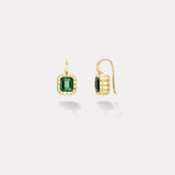 3.24ct Emerald Cut Tsavorites Heirloom Bezel Earrings