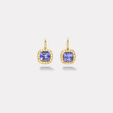 3.3ct Cushion Tanzanite Heirloom Bezel Earrings