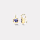 3.3ct Cushion Tanzanite Heirloom Bezel Earrings