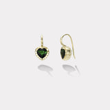 3.82ct Green Tourmaline Heart Heirloom Bezel Earrings