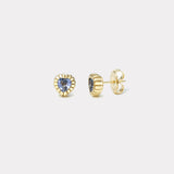 2.10ct Heart Blue Sapphire Heirloom Bezel Stud Earrings