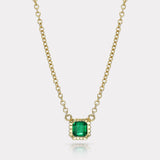 0.86ct Emerald Cut Emerald Heirloom Bezel Pendant