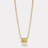 2.27ct Emerald Cut Yellow Sapphire Heirloom Bezel Pendant