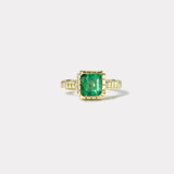 1.61ct Emerald Cut Emerald Heirloom Bezel Ring