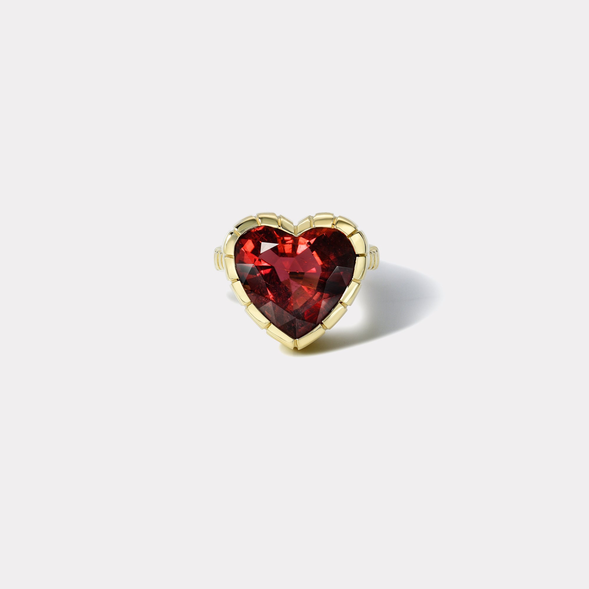 10.4ct Heart Red Tourmaline Heirloom Bezel Ring