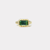 2.62ct Emerald Cut Green Tourmaline Heirloom Bezel Ring