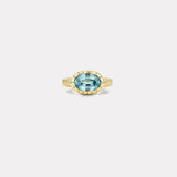 2.70ct Oval Blue Zircon Heirloom Bezel Ring