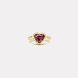 2.9ct Heart Rhodolite Garnet Heirloom Bezel Ring